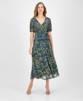 JAMIE & LAYLA - Petite Paisley Faux-Wrap Midi Dress