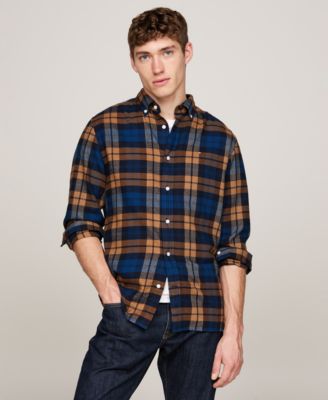 Tommy Hilfiger - Men's Regular-Fit Black Watch Tartan Button-Down Shirt