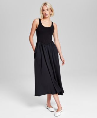 And Now This - Women's Scoop-Neck Mixed-Media Dress