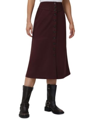 Frye - Women's Faux-Suede Corset-Seamed Midi Skirt