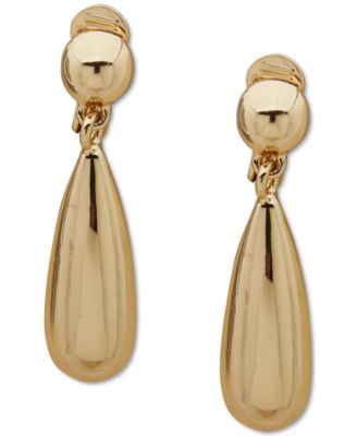 Anne Klein - Gold-Tone Tear-Shape Clip-On Drop Earrings