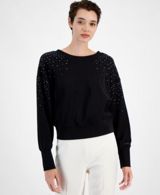 BOSS Orange - Women's Elay Embellished Cotton Sweater x