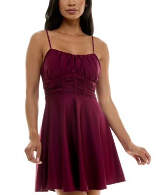 Emerald Sundae - Juniors' Ruched Sleeveless Fit & Flare Dress