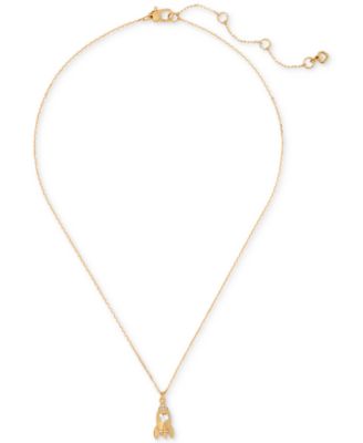 kate spade new york - Gold-Tone Cubic Zirconia Rocket Mini Pendant Necklace, 16" + 3" extender