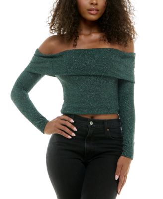 Alex & Sophia - Juniors' Glitter Off-The-Shoulder Top