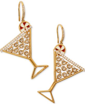 AJOA - Gold-Tone Crystal Stone Peppermint Cosmo Drop Earrings