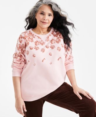 Style & Co - Plus Size Printed Crewneck Long-Sleeve Sweatshirt