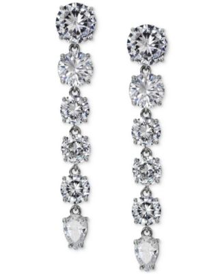 Eliot Danori - Silver-Tone Cubic Zirconia Graduated Linear Earrings, Created for Macy's