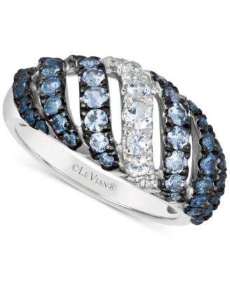 Le Vian - Blue Ombr&eacute; Sapphire (1 ct. t.w.) & White Sapphire (1/3 ct. t.w.) Diagonal Ring in 14k White Gold