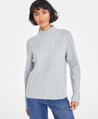 Macy's - Women's Mock-Neck Cable-Knit Pullover Sweater