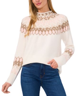 CeCe - Women's Fairisle Long Sleeve Sweater
