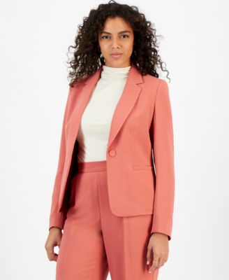 Bar III - Women's Textured Crepe Single-Button Notched-Collar Blazer