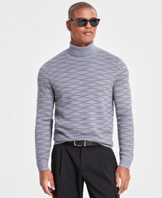 Alfani - Men's Wool-Blend Textured Turtleneck Sweater, Created for Macy's