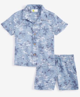 Macy's - Toddler Boys Scenic Short Sleeve Shirt & Print Shorts Set