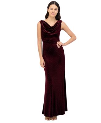 Eliza J - Women's Embellished Cowlneck Sleeveless Velvet Gown