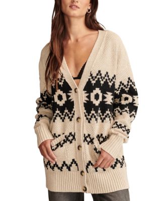 Lucky Brand - Women's Cotton Southwest Cocoon Cardigan Sweater