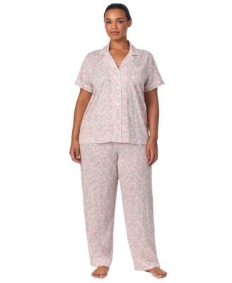 Lauren Ralph Lauren - Plus Size Floral Notched-Collar Pajama Set