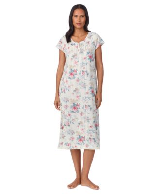 Lauren Ralph Lauren - Women's Floral Flutter-Sleeve Nightgown