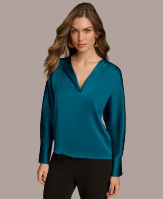 Donna Karan New York - Women's Long Sleeve V-Neck Blouse