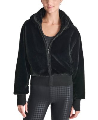 DKNY - Women's Faux-Fur Zip-Front Bomber Jacket