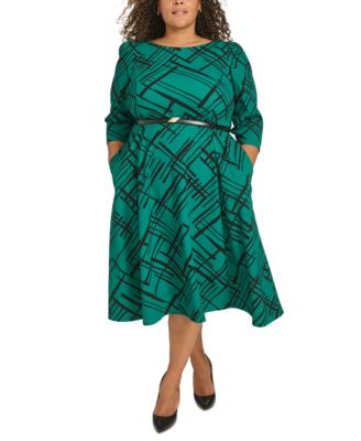 Calvin Klein - Plus Size Abstract-Print Midi Dress