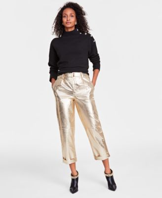 I.N.C. International Concepts - Women's Metallic Straight-Leg Pants, Created for Macy's