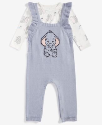 Disney - Baby Girls Dumbo Knit Shirt & Overalls 2-Pc Set