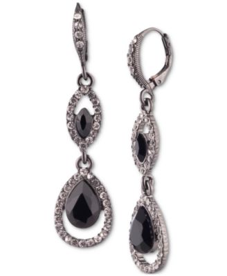 Givenchy - Hematite-Tone Pav&eacute; & Color Crystal Double Drop Earrings