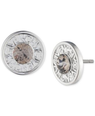 Givenchy - Crystal Logo-Frame Coin Stud Earrings