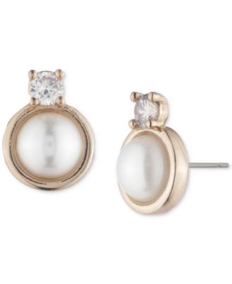 Givenchy - Gold-Tone Crystal & Imitation Pearl Stud Earrings