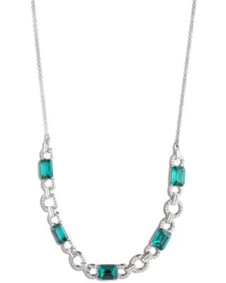 Lauren Ralph Lauren - Silver-Tone Pav&eacute; Link & Color Crystal Statement Necklace, 16" + 3" extender