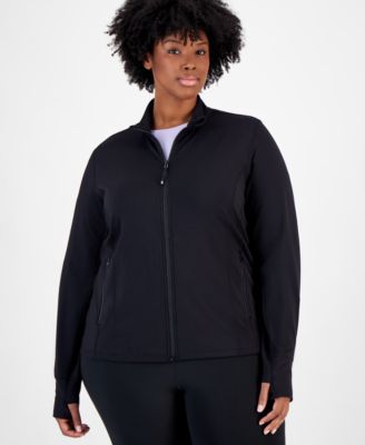 ID Ideology - Plus Size Soft Flex Solid Full-Zip Jacket