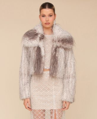 Avec Les Filles - Women's Cropped Faux Fur Jacket
