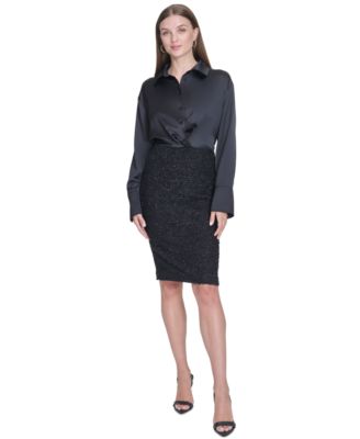 Halston - Women's Mixed-Media Sheath Dress