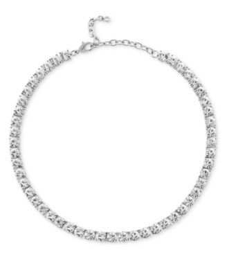 On 34th - Silver-Tone Crystal Tennis-Style Collar Necklace, 15" + 3" extender