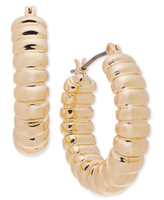 On 34th - Small Croissant-Textured Hoop Earrings, 1.06"