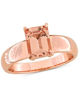 Macy's - Morganite Emerald-Cut Solitaire Wide Width Statement Ring (1-1/2 ct. t.w.) in 14k Rose Gold