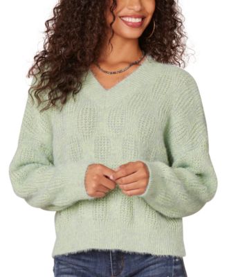Democracy - Petite Eyelash Knit V-Neck Sweater