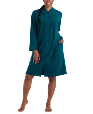 Miss Elaine - Plus Size Embroidered Fleece Short Robe