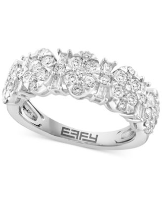 EFFY Collection - Diamond Round & Baguette Cluster Ring (1-1/6 ct. t.w.) in 14k White Gold