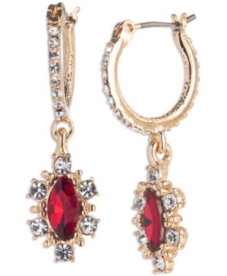 Marchesa - Pav&eacute; & Color Crystal Marquise-Shape Charm Huggie Hoop Earrings