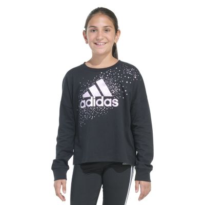 adidas - Big Girls Cotton Long-Sleeve Crewneck Graphic T-Shirt