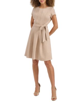 kensie - Women's Faux-Suede Fit & Flare Dress