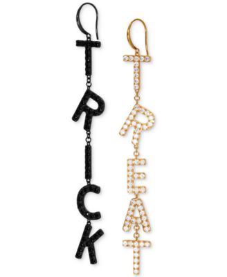 AJOA - Two-Tone Pav&eacute; Trick Or Treat Mismatch Linear Drop Earrings