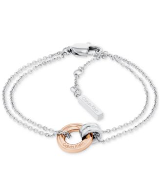 Calvin Klein - Two-Tone Stainless Steel Logo Ring Double Chain Link Bracelet