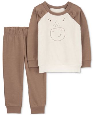Carter's - Toddler Boys Fuzzy Moose Pullover & Fleece Pants, 2 Piece Set
