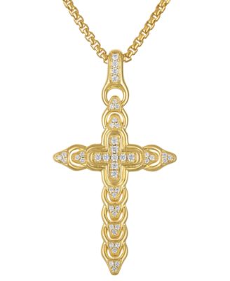 Bulova - Diamond (1/2 ct. t.w.) Link Cross Pendant 26" Necklace in 14k Gold