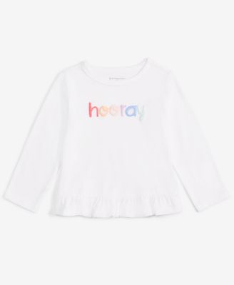 First Impressions - Baby Girls Long-Sleeve Hooray Graphic T-Shirt