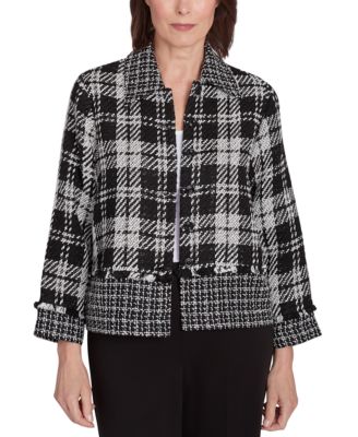 Alfred Dunner - Petite Runway Ready Spliced Plaid Boucle Jacket