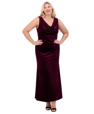 Eliza J - Plus Size Embellished Velvet Cowlneck Gown